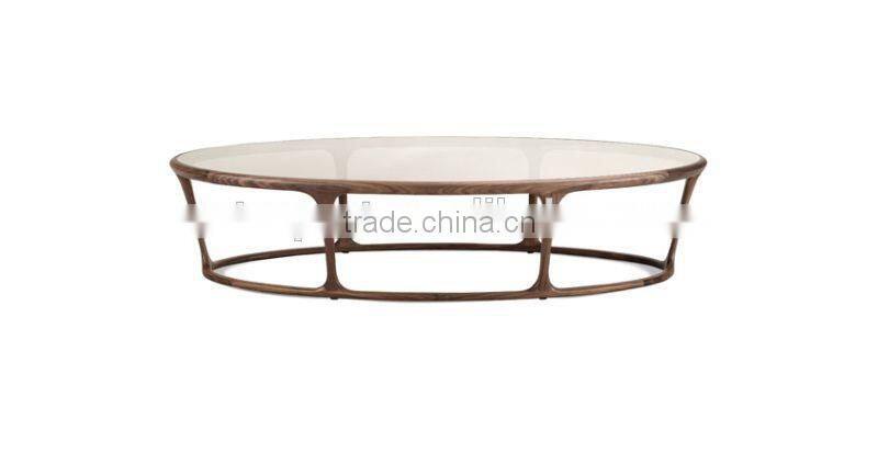 Modern living room furniture Round coffee tables Wood frame glass coffee tables
