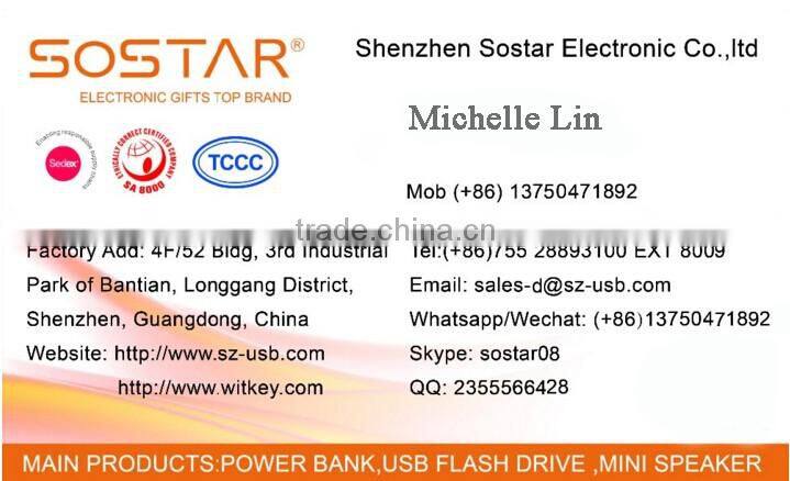 Super slim Aluminum and ABS material mobile power bank 2500mAh