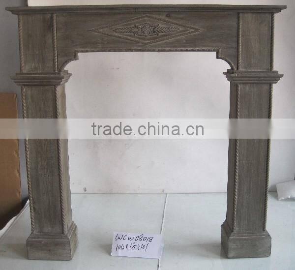 Freach style shabby chic wood fireplace surround