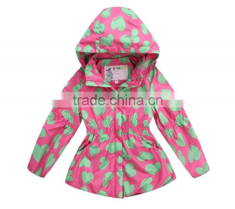 orange color Germeny style outerwear girl kids trench coat children's winter jackets