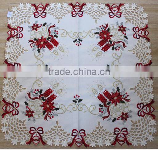 100% polyester embroidered table cloth for christmas