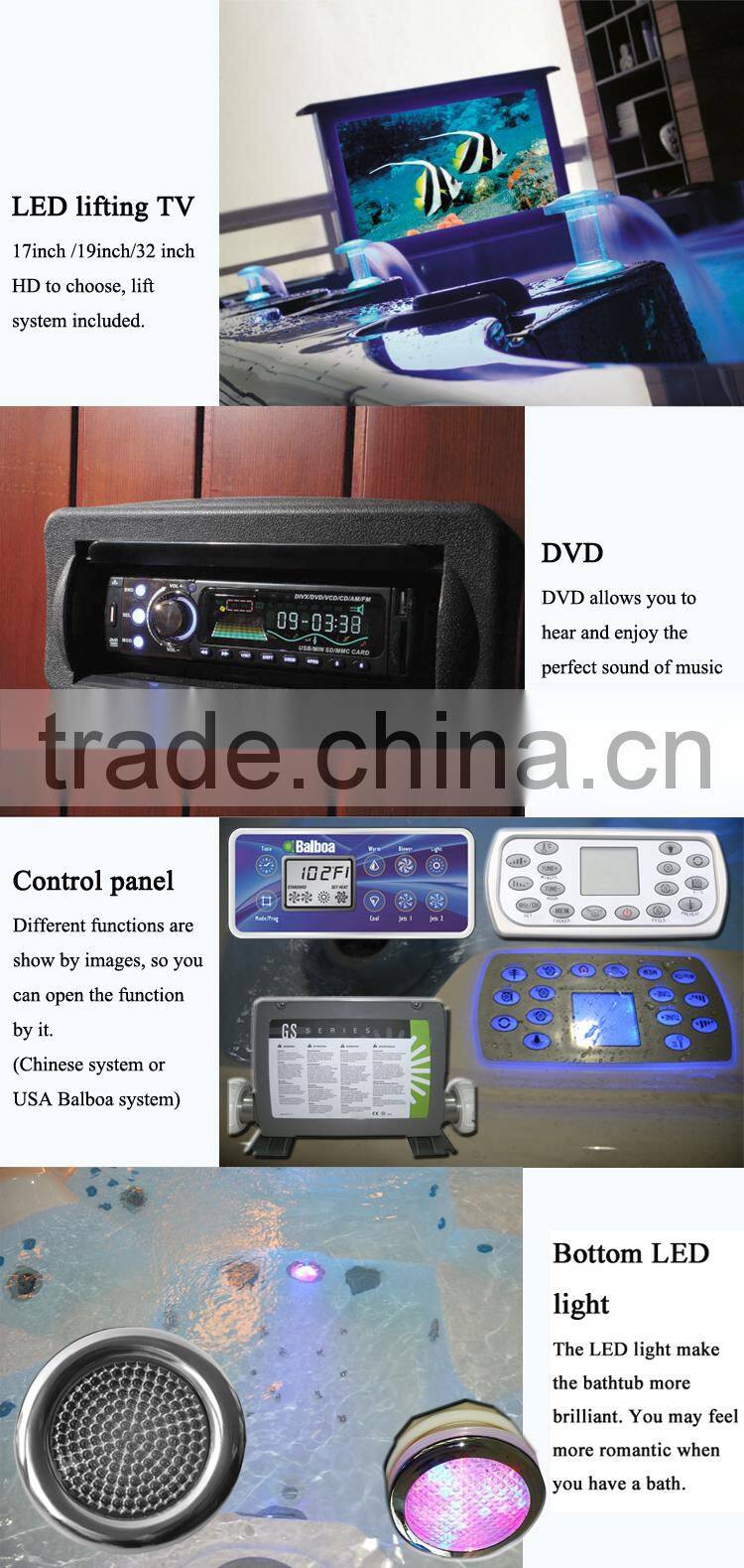 SAP-016A perfect tv sex hot tub with tv/pop-up tv outdoor spa/whirlpool spa