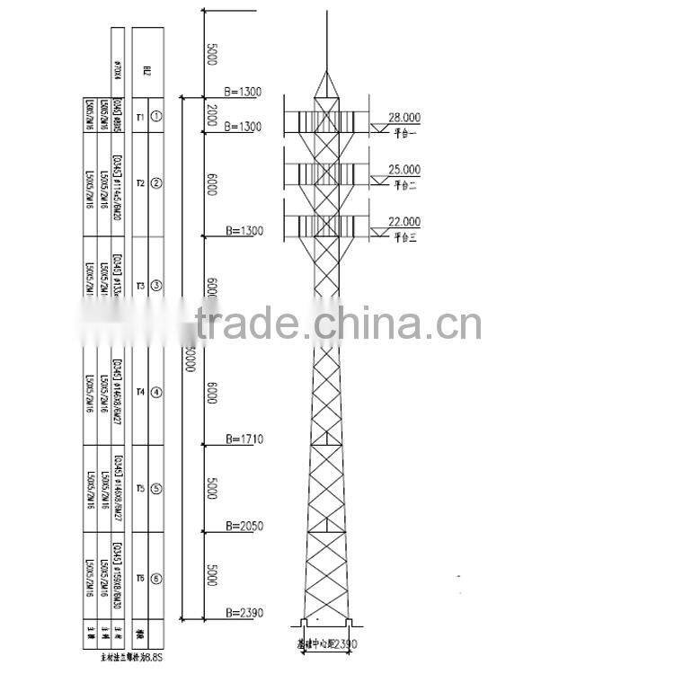 self supporting tower three tube tower telecom tower