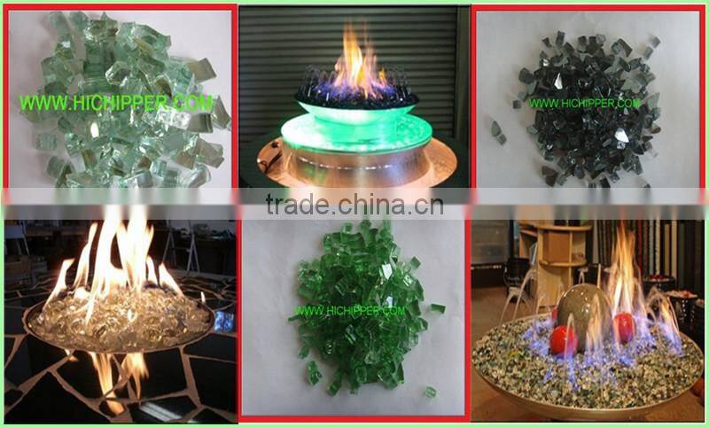 Ocean blue diamond shape decorative glass gem stone for fire pit