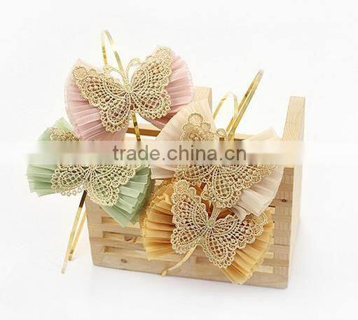 Unique Wavy Chiffon Hair Bows,Crochet Butterfly With Chiffon Bow