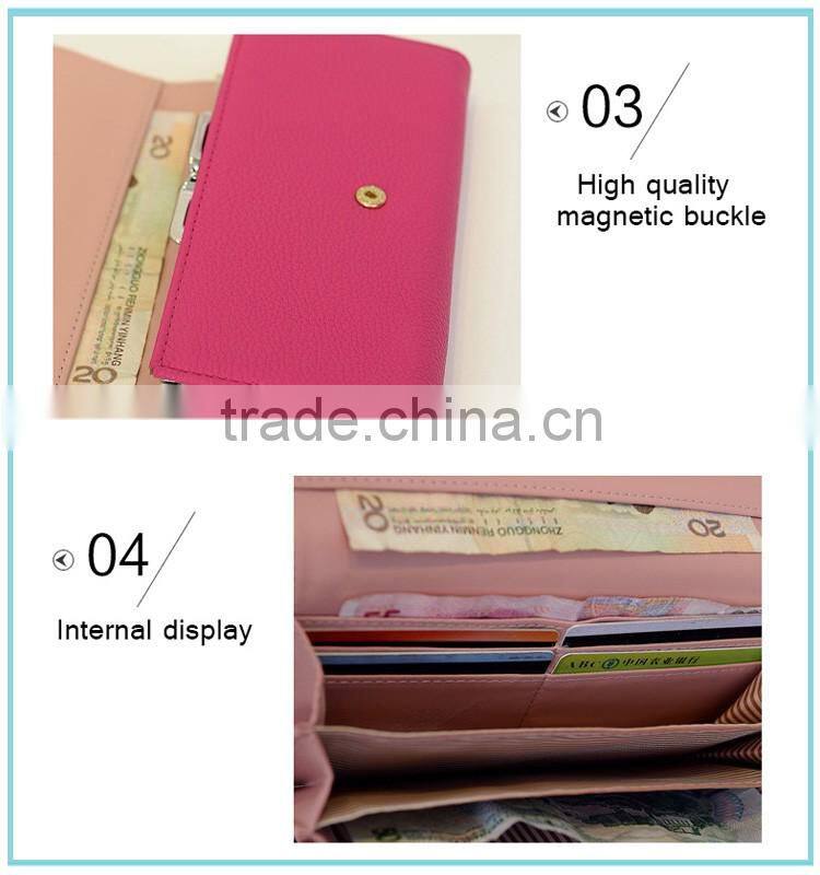 factory wholesale candy color women wallet leather purse