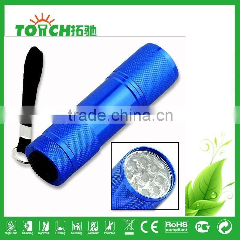 mini torch light 9 led flashlight by 3*AAA battery 9 led gift flashlight