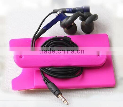 Colorful silicone card holder with 3m sticker for mobile phone