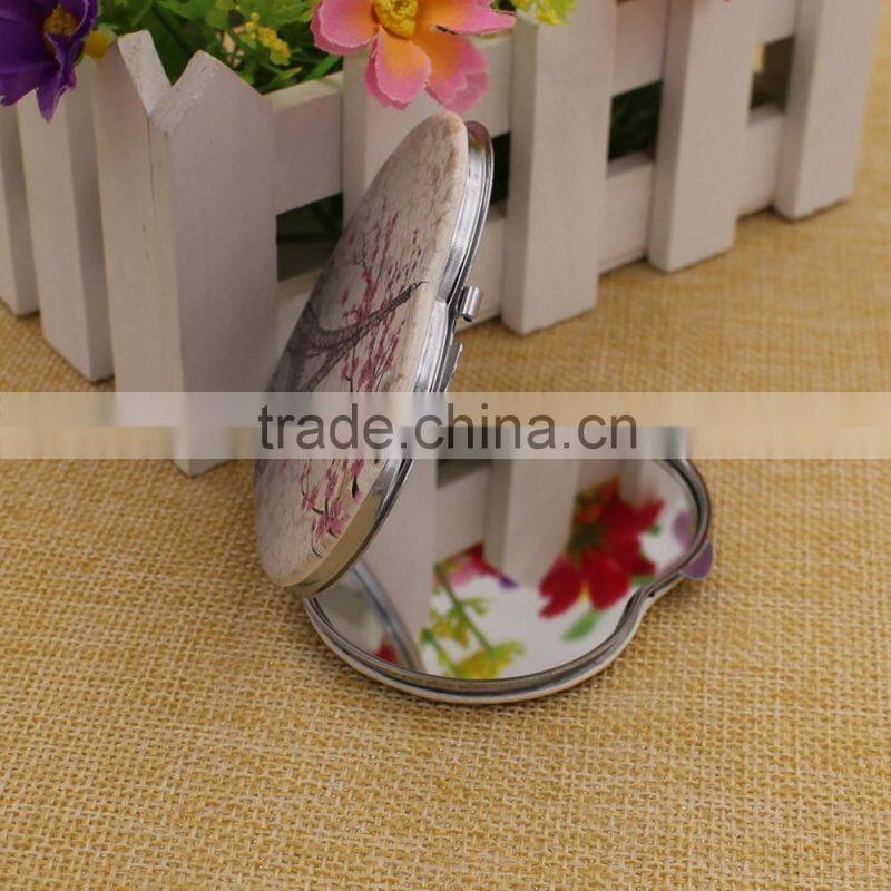 Custom cheap heart pu leather compact mirror / mirror pocket / makeup mirror