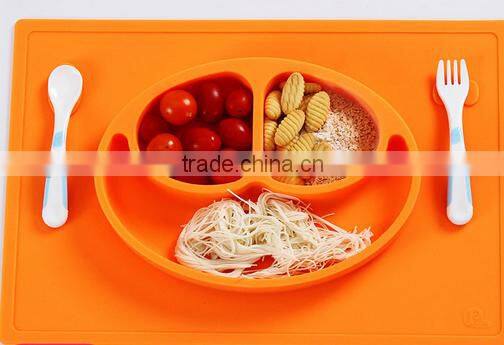 Multi-Functional BPA Free Custom Smile Design Silicone Placemat Plates for Babies and kids
