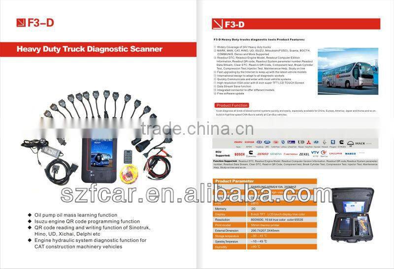 24V heavy duty trucks diagnostic scanner F3-D for Scania, Benz, Volvo, Sinotruk, Mark, Isuzu, Iveco and more