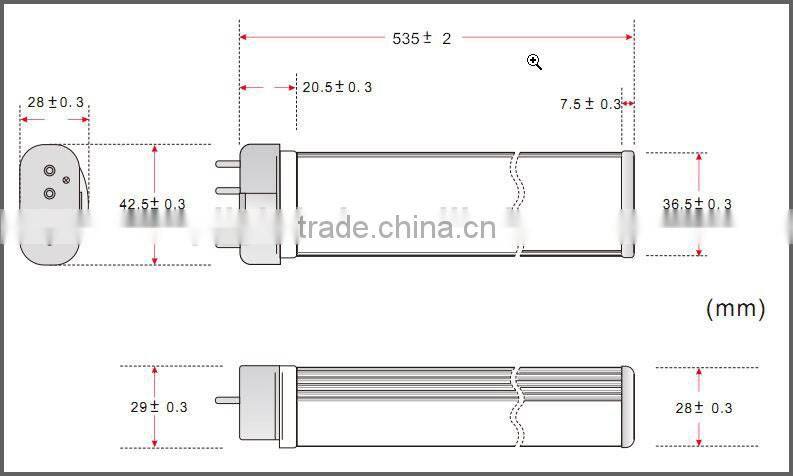110V 230V 277V 2G11 base 542mm replacement led pl lamps