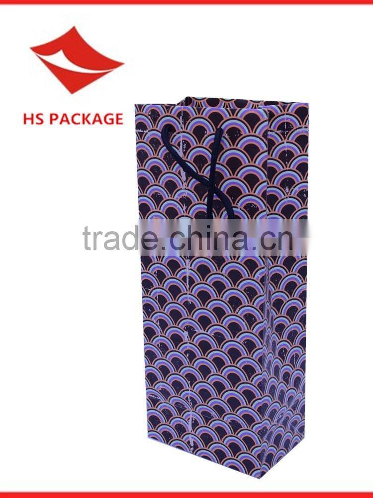 rope handle colorful printing wine paper bag with laminated
