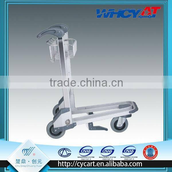 Airport hand push cart for international airport with hand brake