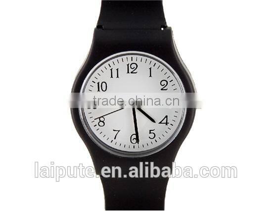 Round shaped watch dial plastic cement watchband wrist watch