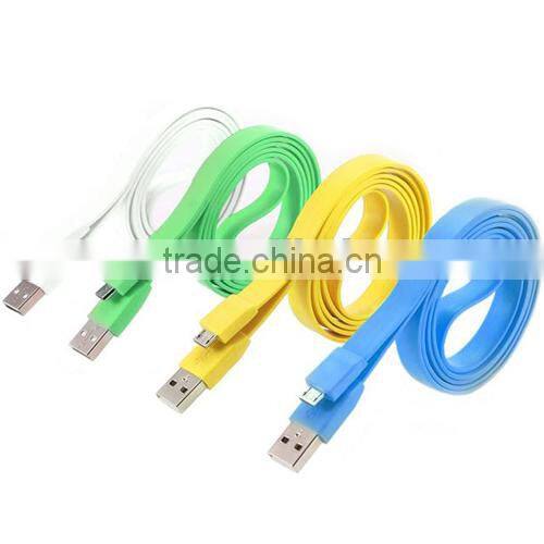 New Flat Stylish Colorful Micro USB Cable Data & Charging Cable for Samsung/HTC/Samsung/LG/Nokia/ Smart Phones