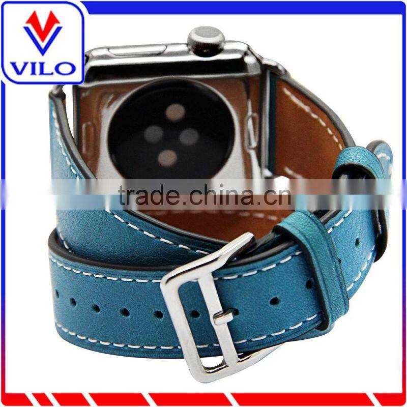 The Wholesale Extra Long Genuine Leather Band Double Tour Bracelet Leather watchband for Apple Watch