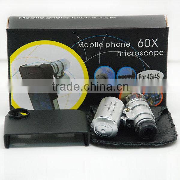 2015 Hot selling product 60x microscope lens with LED light for smartphone