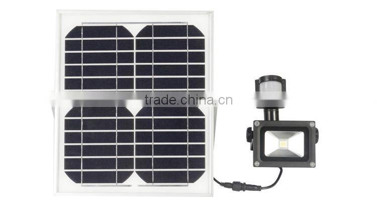 High Brightness PIR motion sensor 10w outdoor led solar flood light