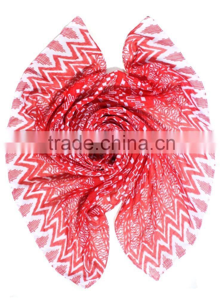 plaid red color infinity 100% polyester scarf
