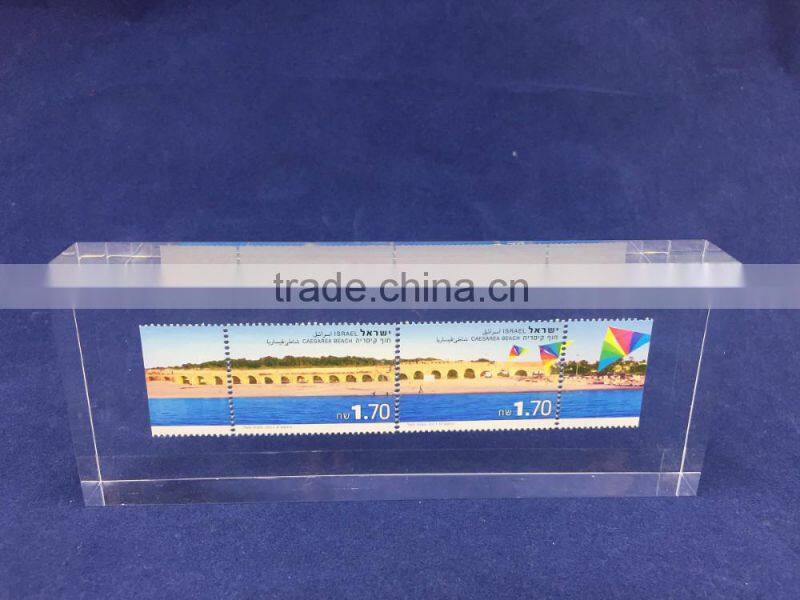 Hot sale acrylic glass block with stamp, glass block stands
