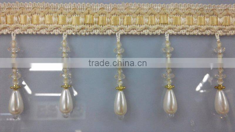 fringe tassel for home textile, beaded tassel fringe for curtain