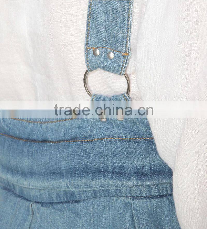 Square neck sleeveless box pleat detailing silver-toned hardware contrast stitching flared hemline women Denim Dress