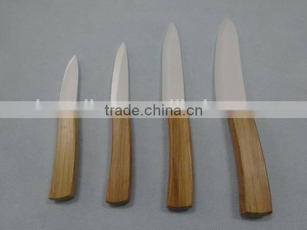 Classical Bamboo Material Handle 3 inch Ceramic Fruit Knife