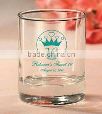 2015 new design glass decal cup