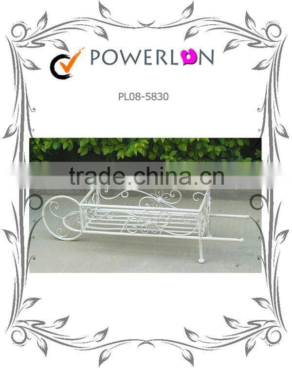 Antique White Vintage Metal Handcart Garden Planter Holder With Wheel For Home Decoration Patio Outdoor TS05 G00 X00 PL08-5831