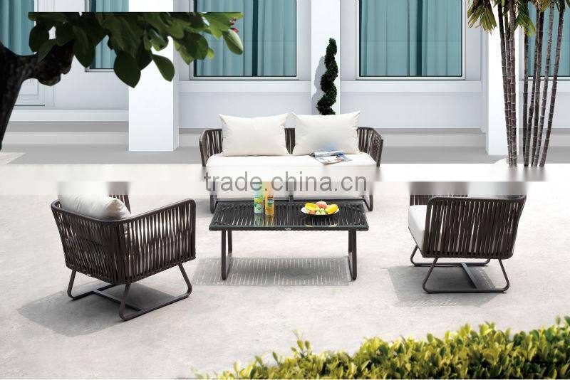 2015 Newest poly rattan outdoor garden sofa set furniture (1.2mm alu frame powder coated,5cm thick cushion, waterproof fabric)