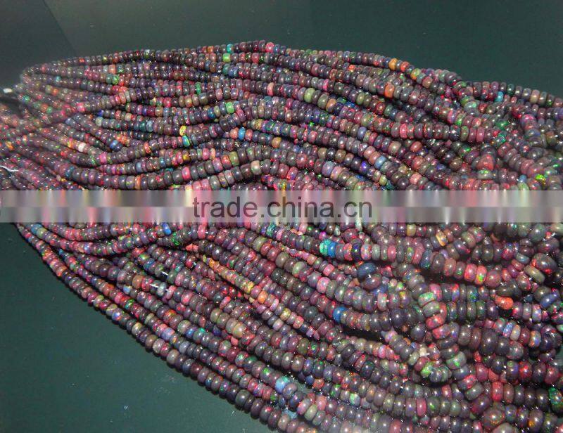 ethiopian black opal roundel beads