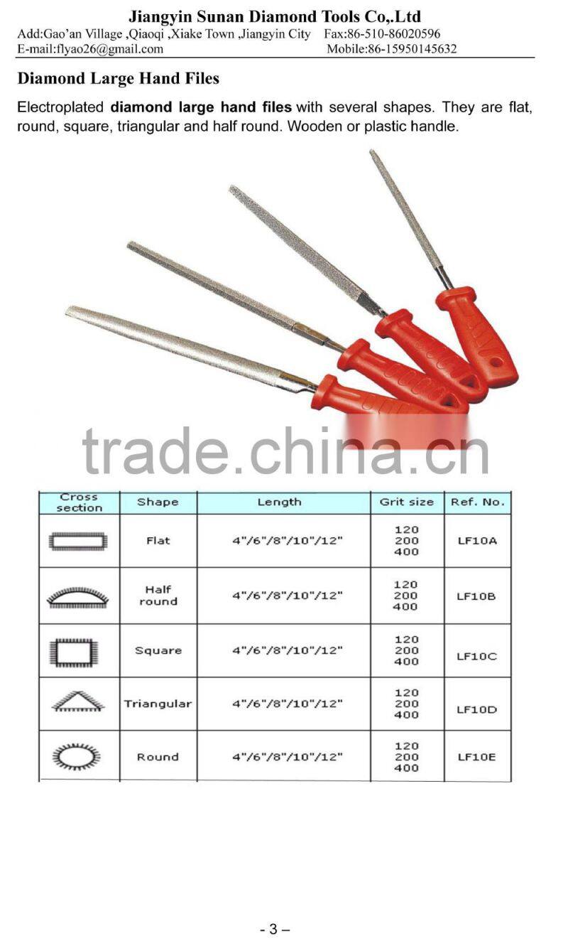 electroplate large diamond handle flat file