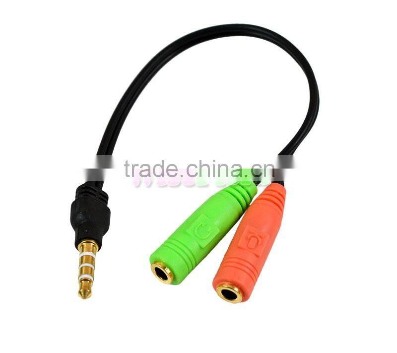 Hot Sale 3.5mm Male to 2 Female Y Splitter Headphone Audio Microphone Cable