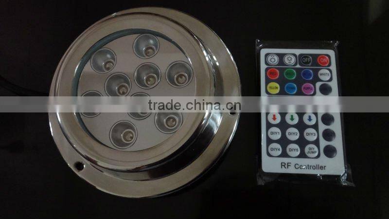Surface Mount Marine underwater boat LED Light 9*5 W in RGB with wireless remote control