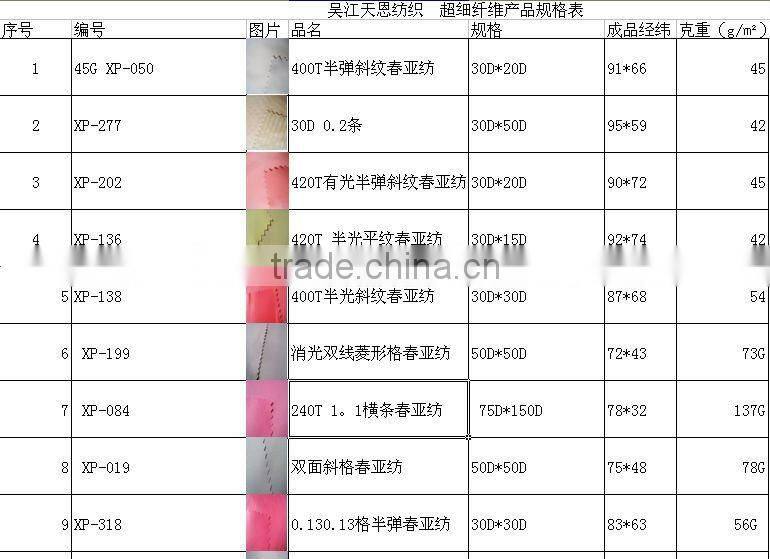 100% Polyester Superfine Stripe Pongee Fabric