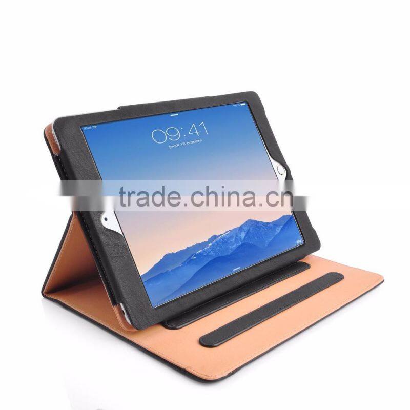 Hot sale free sample fancy book style shockproof stand function leather tablet case for ipad air