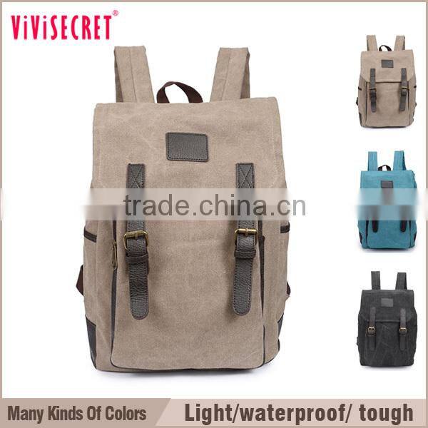 vivisecret China wholesale canvas leather backpack, fashion leisure satchel rucksack for boys