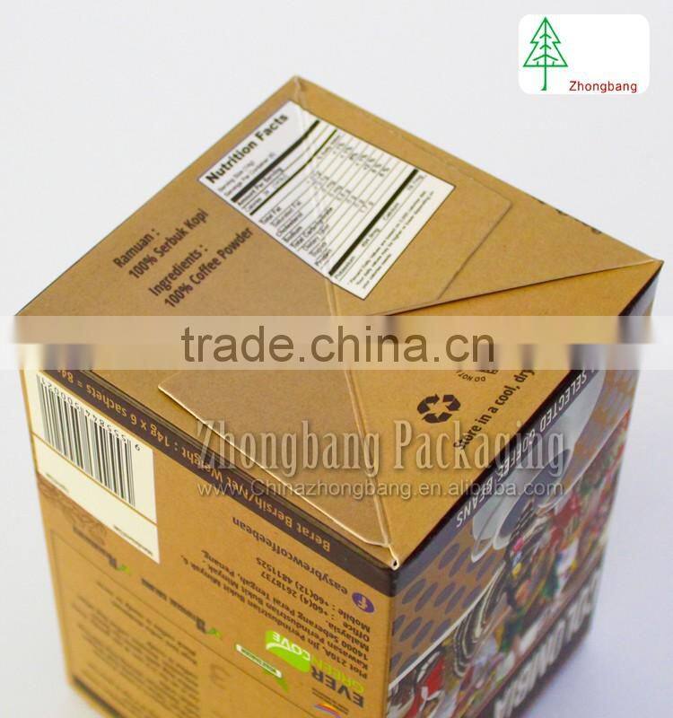 matte lamination brown paper box with auto lock bottom