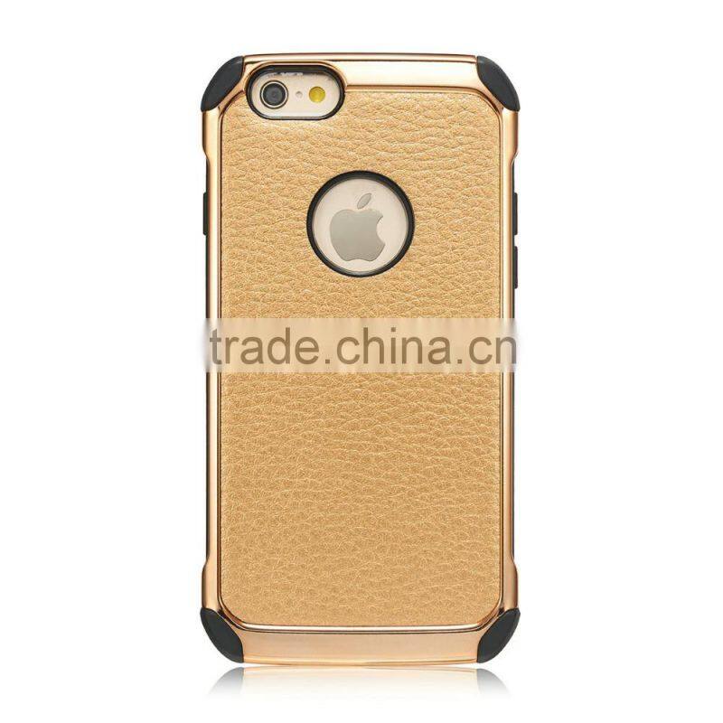 Lichi Texture Hybird TPU+PC Armor Case for iPhone 6 6s 6 Plus 6s Plus Samsung s7 s7edge 2 in 1 Electroplating Cases