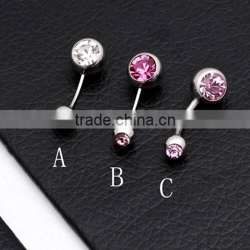 Fashion Stainless Steel Colorful Crystal Body Piercing Jewelry