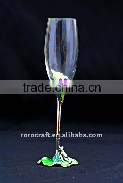 pewter design wedding champagne flute