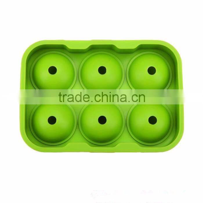 6 Holes Silicone Ice Ball Mold Silicone Ice Tray Ball Shape With Lid