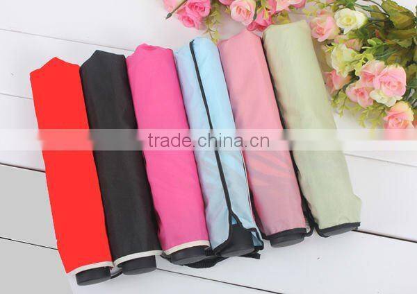 three folding Rain or shine red umbrella