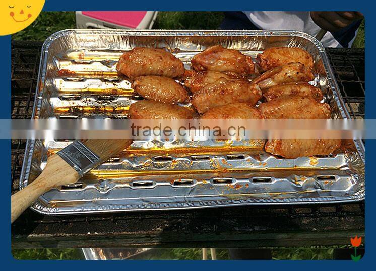 disposable square holed aluminum foil grill with elegant embossed design for newfashioned Korea meat roasting and food bbq