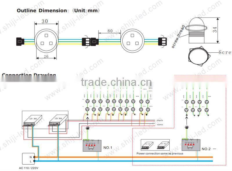 26mm round RGB LED pixel module light IC1903