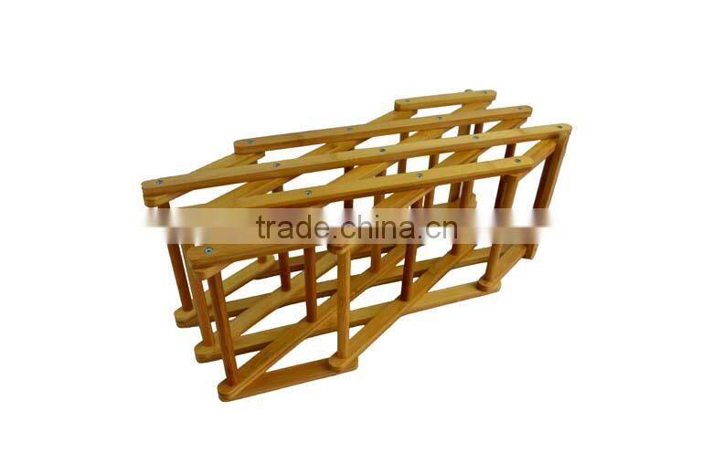 Lacquered Collapsible Bamboo Wine Rack, Bamboo Stand for Wine