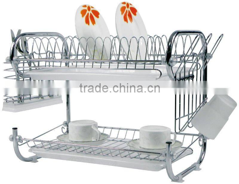 2 tier dish rack with 9 shape and two trays