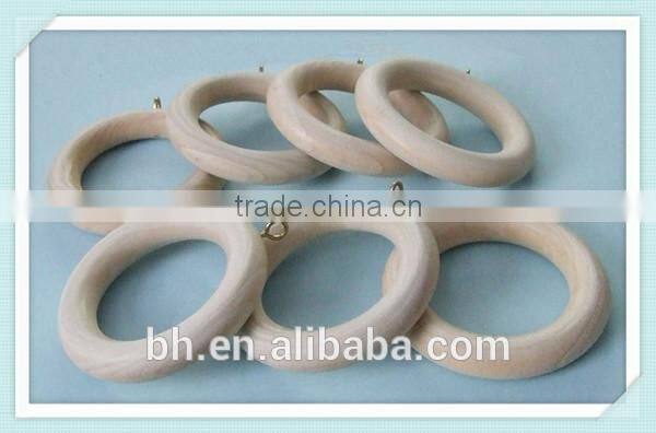 Unfinished Nature Color Wood Curtain Ring With Metal Eyelet