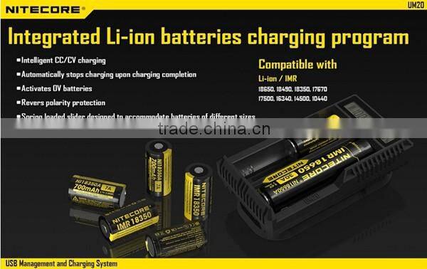LCD Smart Charger Nitecore UM 20 US/EU/UK/AU Plug Nitecore UM 20 charger UM 20 battery charger fit for 18650 rechargeable cells
